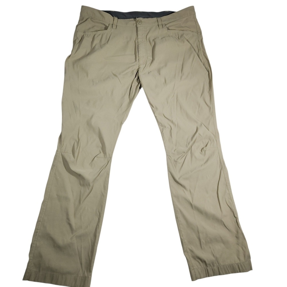 Eddie Bauer Tech Pants Mens 34x32 Tan Nylon Stretch Hiking Outdoor Casual